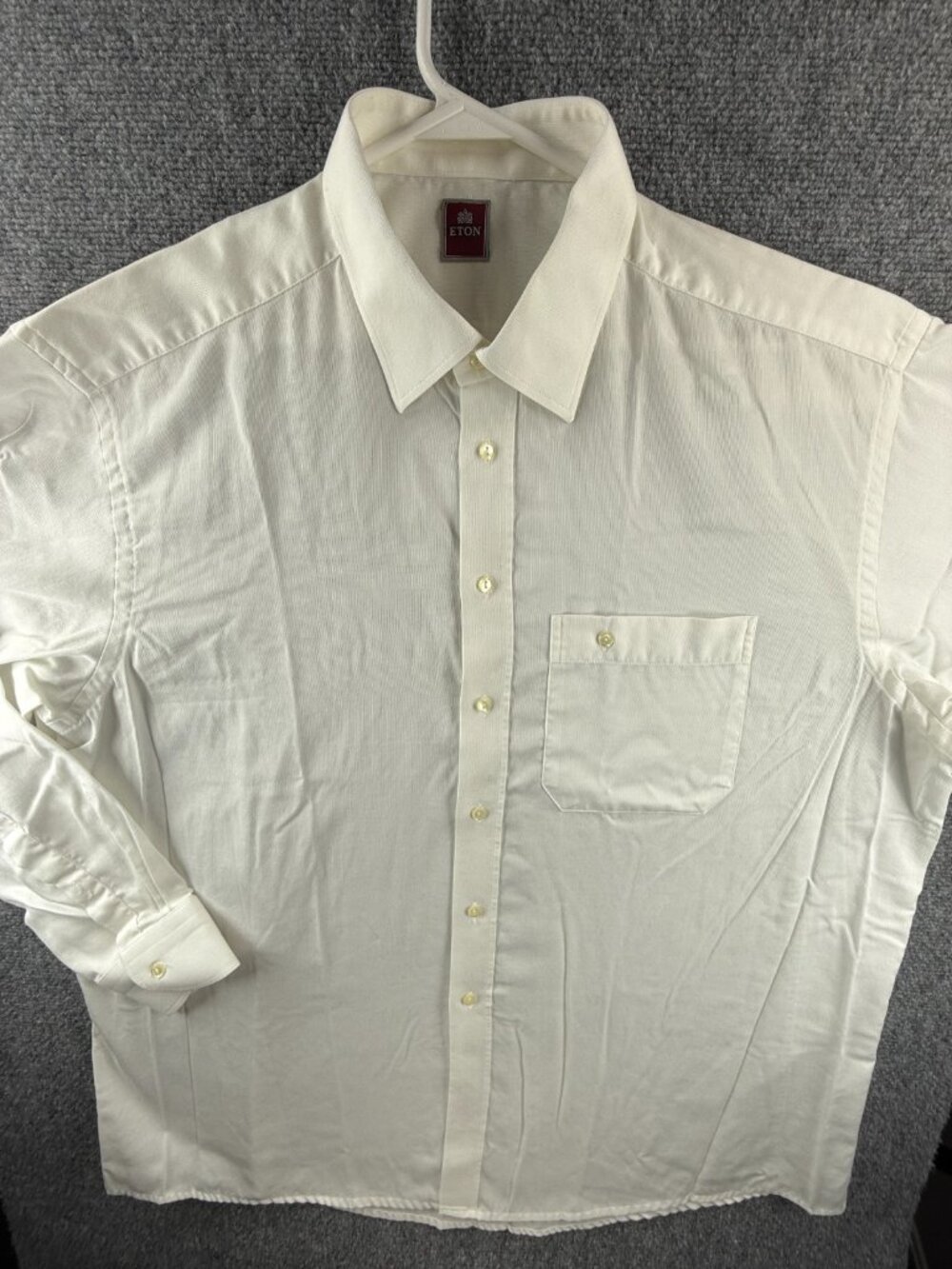 Eton White 18.5 Shirt Solid Pocket Men Long Sleeve Business Button Up Elegant